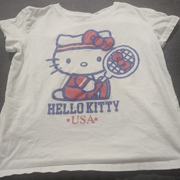 Hello Kitty Other - Hello Kitty Boxy White Tee with Red and Blue Design